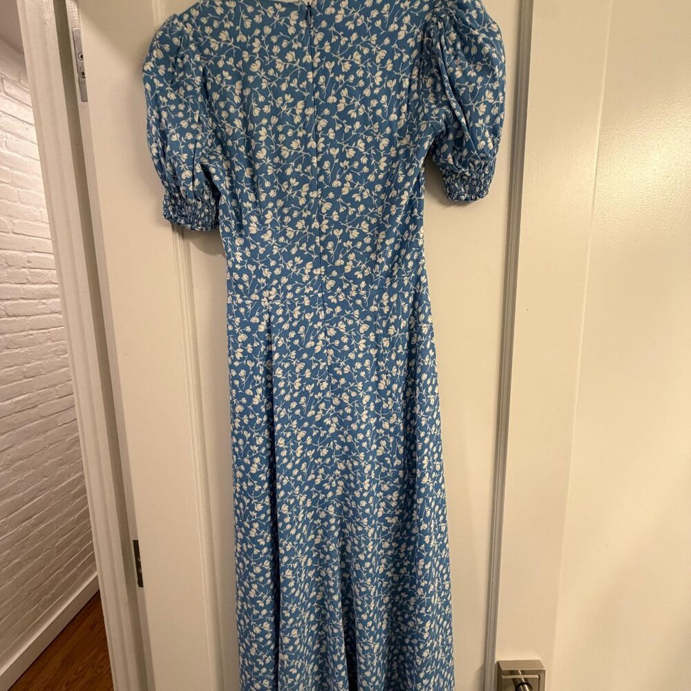 Reformation Lacy Dress, Blue and White Floral Midi Dress, size US 4 - Picture 9 of 9